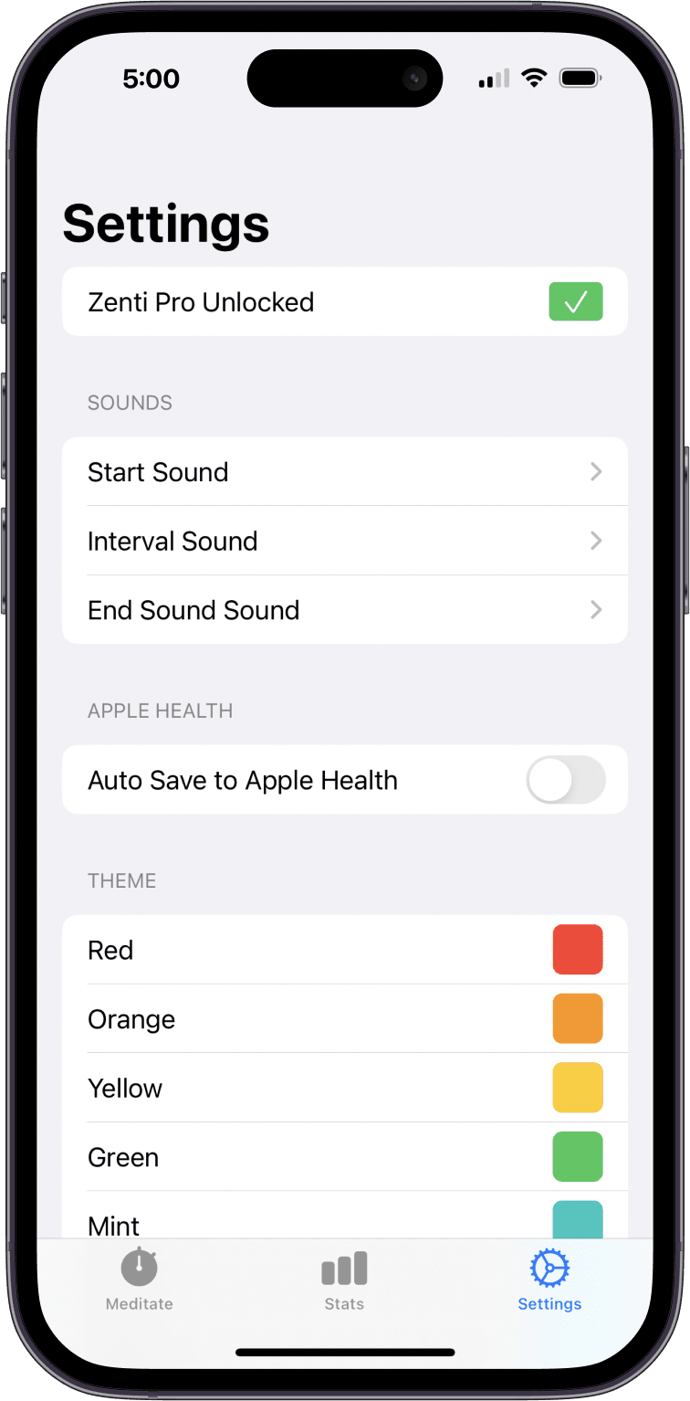 zenti sound and theme customization screenshot